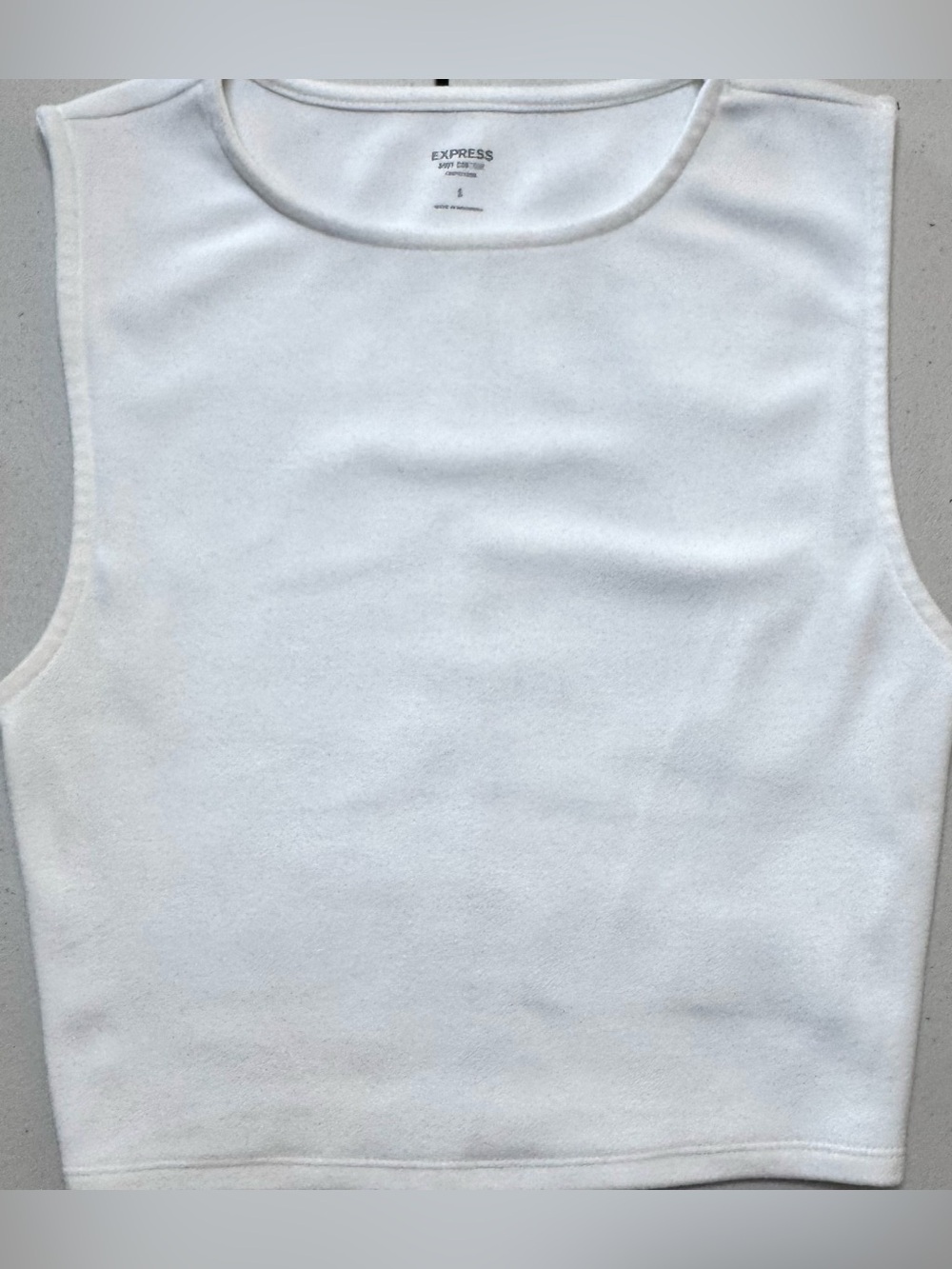 Express Body Contour Compression Cropped Tank Top White Sleeveless Size Small